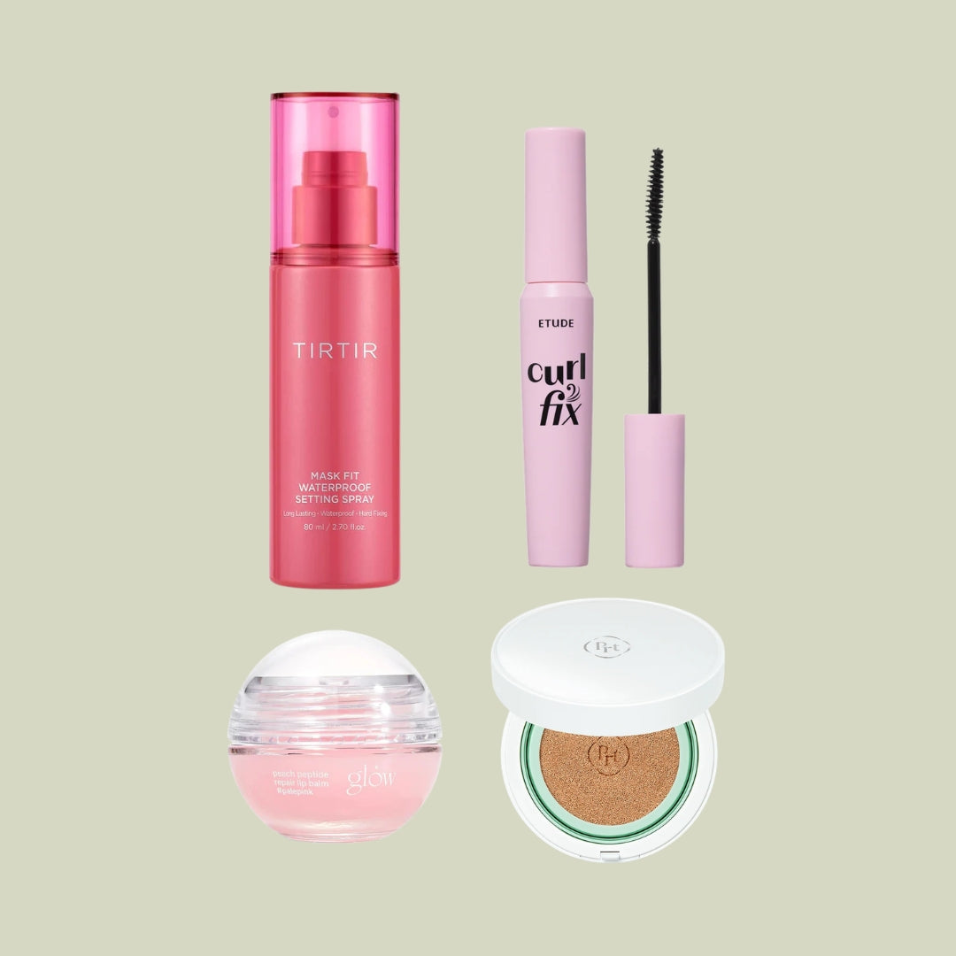 a group of makeup products