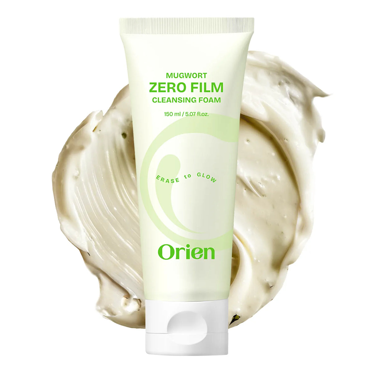 Mugwort cleansing foam tube with creamy white foam swirl