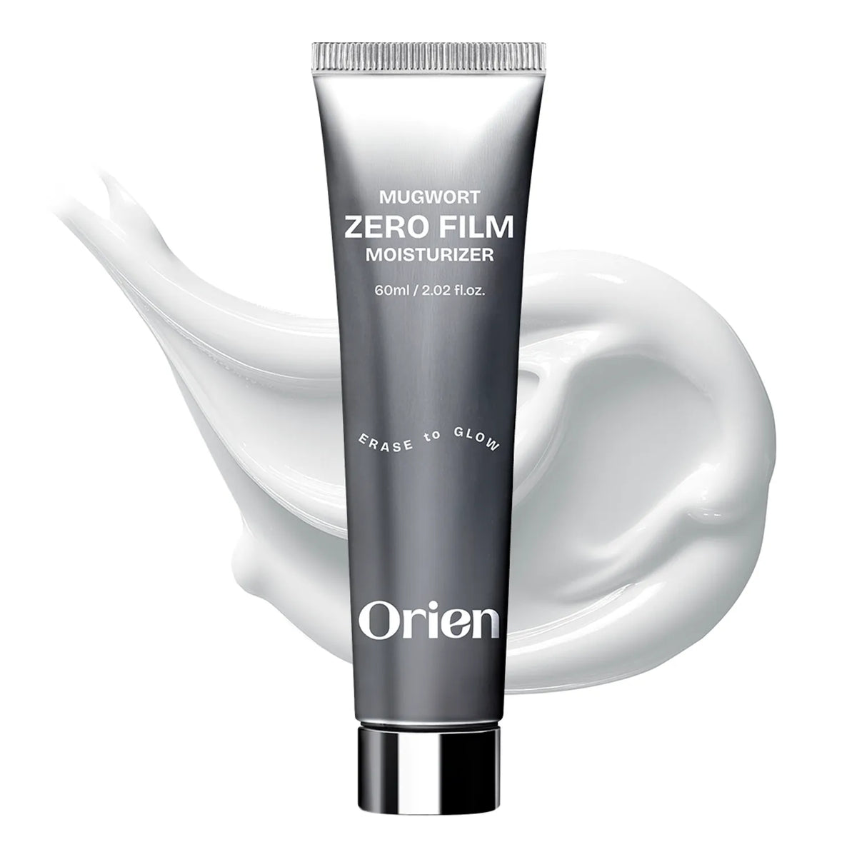 Orien Mugwort Zero Film Moisturizer tube with white cream swirl and glossy cap