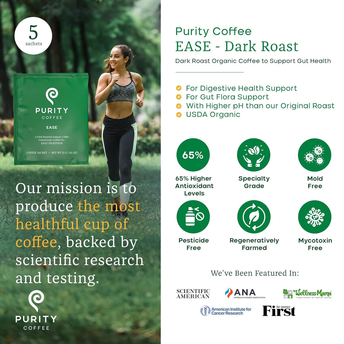 Purity Coffee Organic Mold Free Dark Roast Coffee Sachets