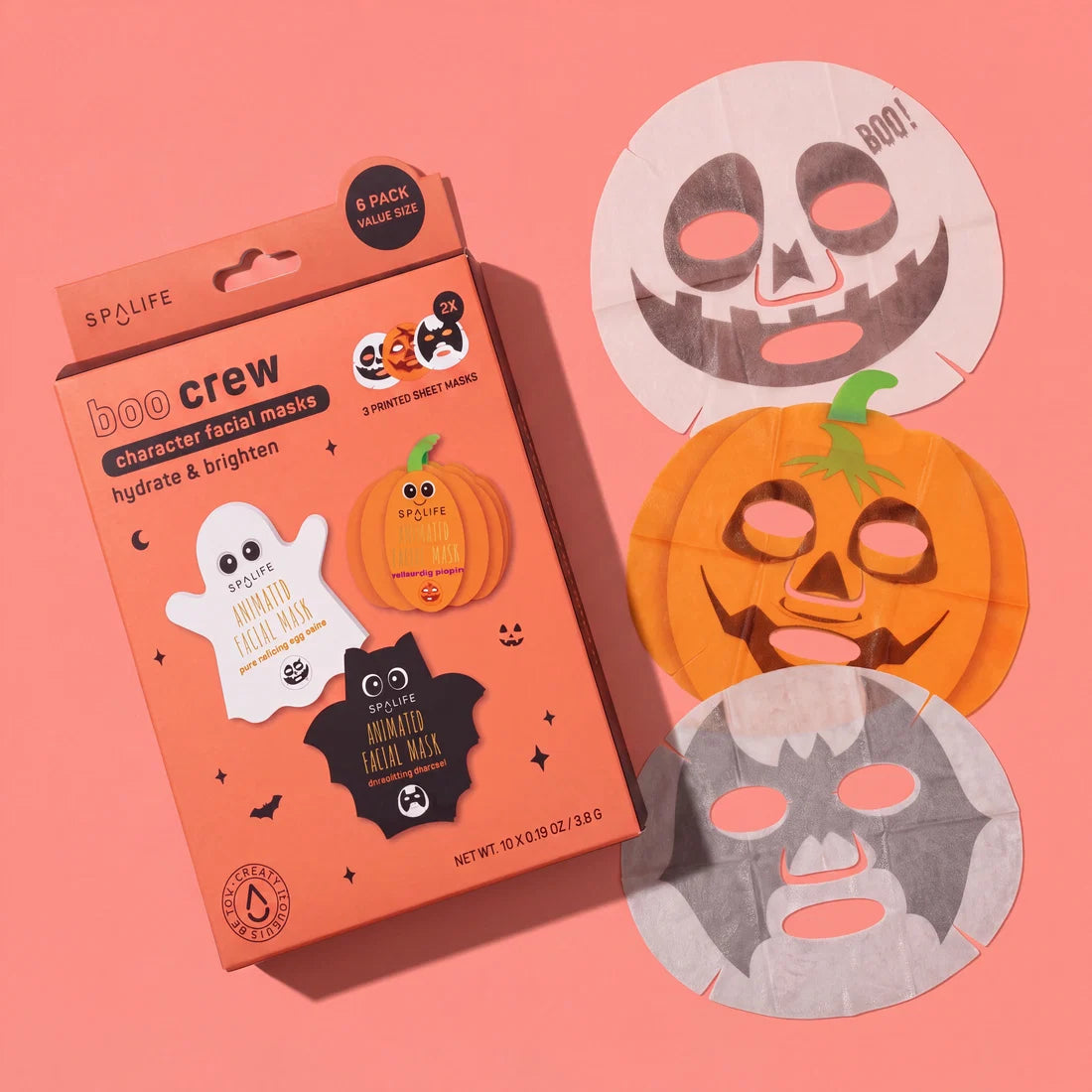 SpaLife Boo Crew Halloween Character Face Masks Bundle