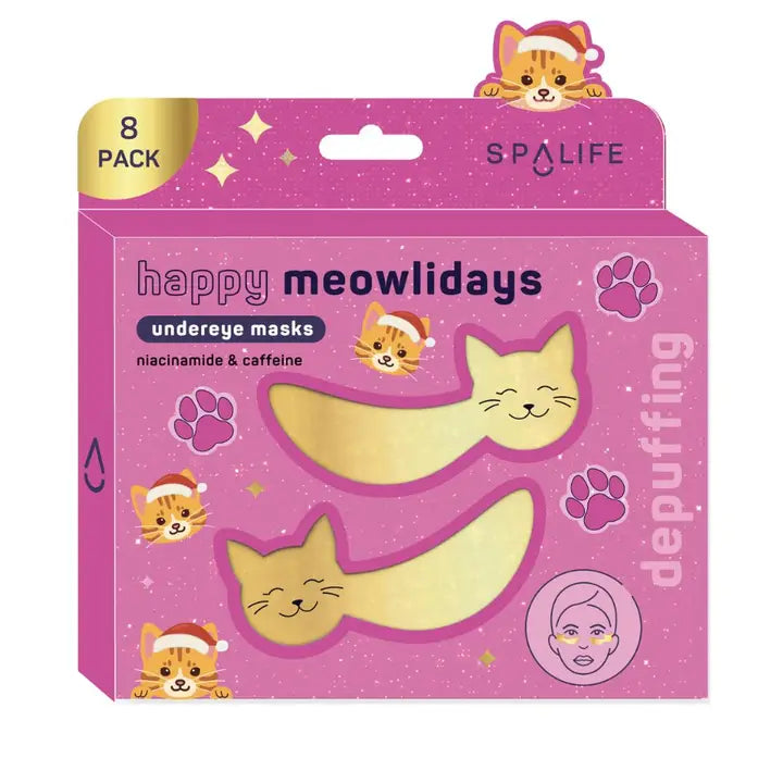 SpaLife Christmas Holiday Happy Meowlidays Brightening Undereye Masks
