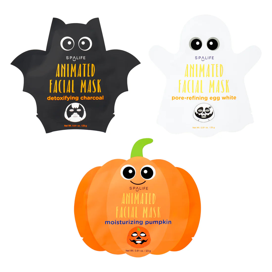 Animated bat Halloween facial mask (black) with charcoal detoxifying design